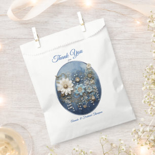 Trendy 3-D Blue Denim Print with Costume Jewellery Favour Bags