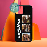 Trendy 3 Photos and Name - Can Change Black<br><div class="desc">Use 3 square photos to create a unique and personal gift. A simple black background with three photos and name. If you need to adjust the pictures,  click on the customise tool to make changes.</div>
