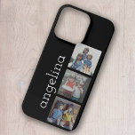 Trendy 3 Photos and Name - Can Change Black iPhone 13 Pro Case<br><div class="desc">Use 3 square photos to create a unique and personal gift. The film strip design includes an area to add a name or other text. If your art still needs to be adjusted, click on the Customize This button. This will take you to a design area where you can move...</div>