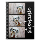 Trendy 3 Photos black & white modern script name