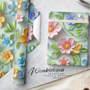 Trendy 3D Floral Daises   Modern Colourful Girly Wrapping Paper