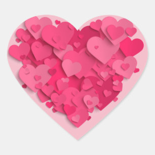 Trendy 3D Pink Heart Heart Sticker