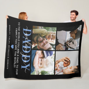 Trendy 4 Insta Photo Collage DADDY 'we love you' Fleece Blanket
