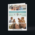 Trendy 4 Photo | Any Age & Name Birthday Card<br><div class="desc">Trendy Happy Birthday card featuring a modern photo collage of 4 pictures that are easy to download from your phone or computer using the template provided,  their age and name. Font styles,  size and colours can all be personalised by clicking the 'customise further' option.</div>