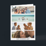 Trendy 4 Photo | Any Age & Name Birthday Card<br><div class="desc">Trendy Happy Birthday card featuring a modern photo collage of 4 pictures that are easy to download from your phone or computer using the template provided,  their age and name. Font styles,  size and colours can all be personalised by clicking the 'customise further' option.</div>