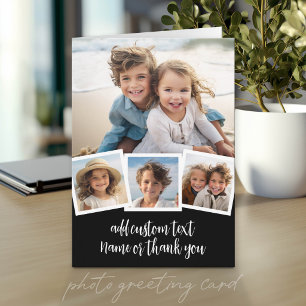 Trendy 4 Photo Collage Script Name Card