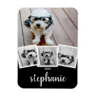 Trendy 4 Photo Collage Script Name White Black