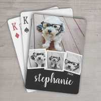 Trendy 4 Photo Collage Script Name White Black