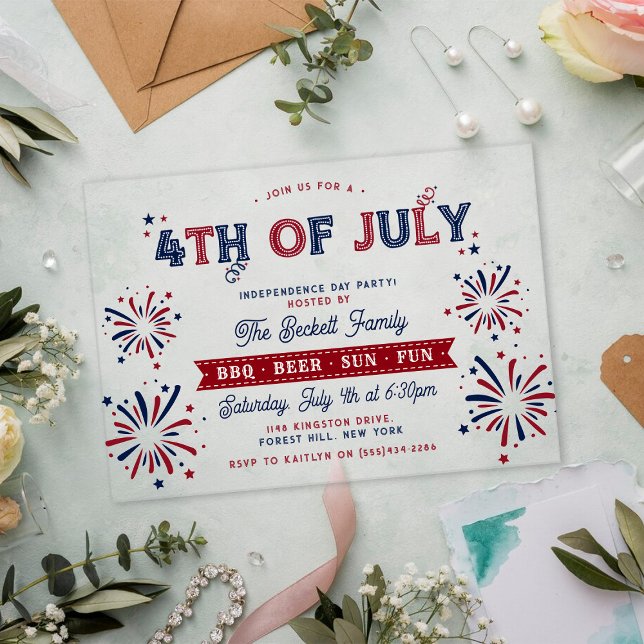 Trendy 4th Of July Independence Day Party Acrylic Invitations (Creator Uploaded)
