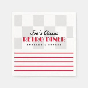 Trendy 50's retro diner cocktail party napkins