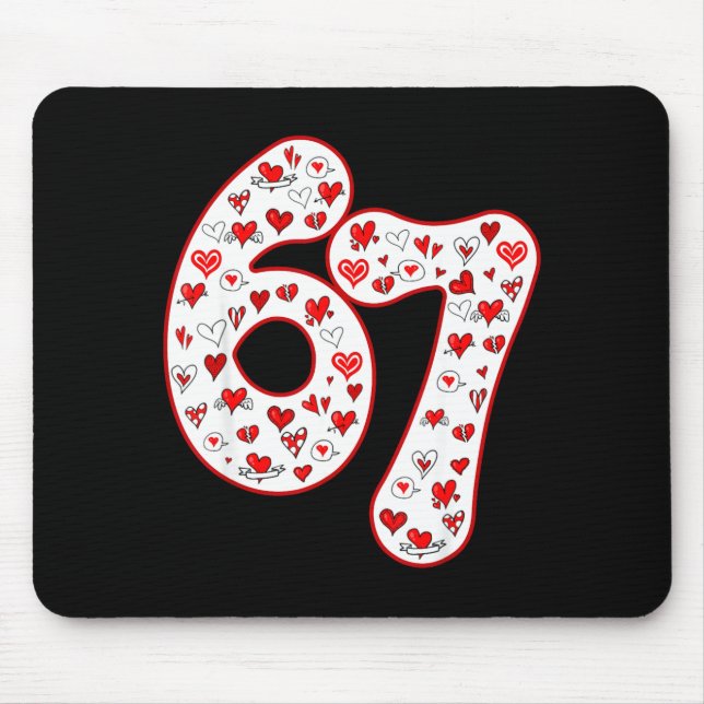 Trendy 6 7 Meme Six Seven Valentines Day 6 7  Mouse Mat (Front)