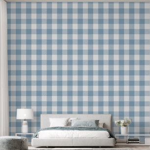 Trendy 6" Light Blue Buffalo Check Wallpaper