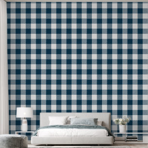 Trendy 6" Navy Blue Buffalo Check Wallpaper