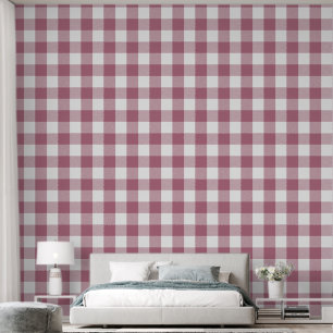 Trendy 6" Rose Pink Buffalo Check Wallpaper