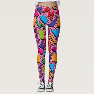 Trendy 80s Pattern Colorful Pink Leggings