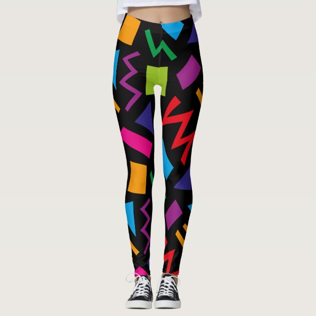 Trendy 80s Pattern Colourful Leggings (Front)