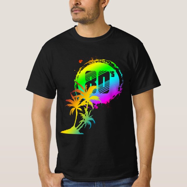 trendy 80's sunset palm trees T-Shirt (Front)