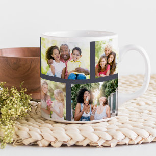 Trendy 8 Picture Masonry Grid Grey Photo Large Coffee Mug