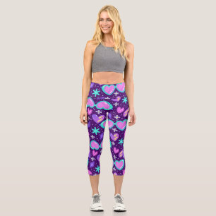 Trendy 90s Sunglasses neon Theme Capri Leggings