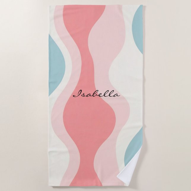 Trendy Abstract Blush Pink Mint Collection Beach Towel (Front)