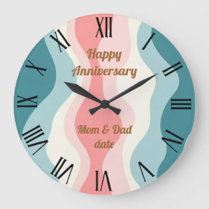 Trendy Abstract Blush Pink Mint Collection Large Clock