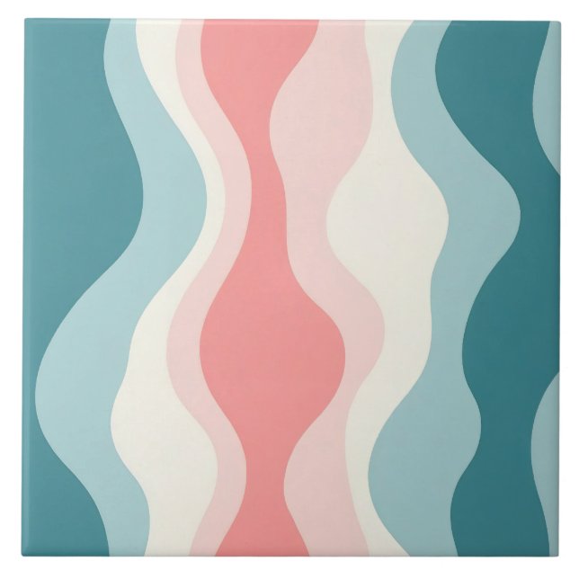 Trendy Abstract Blush Pink Mint Collection Tile (Front)