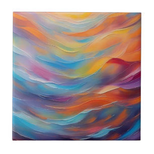 Trendy Abstract Bright Blue yellow Pattern Tile