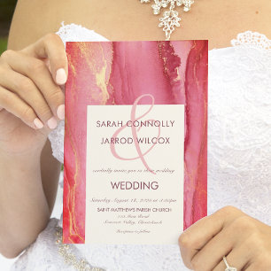 Trendy Abstract Bright Pink Wedding Invitation