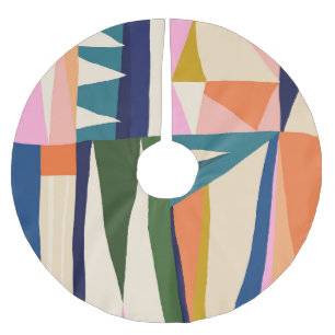 Trendy Abstract: Colourful Hand Drawn. Brushed Polyester Tree Skirt