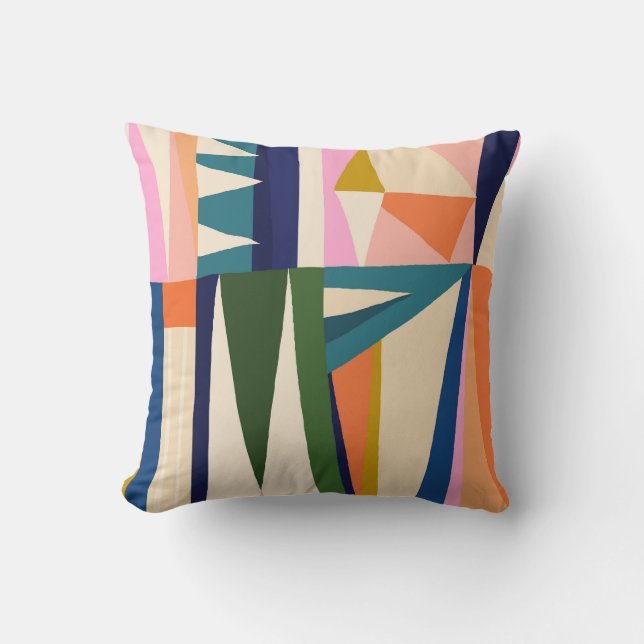 Trendy Abstract: Colourful Hand Drawn. Cushion (Front)