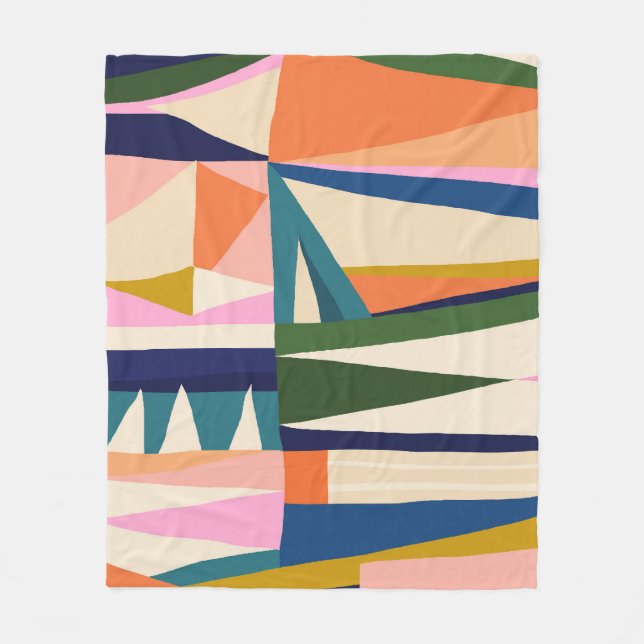 Trendy Abstract: Colourful Hand Drawn. Fleece Blanket (Front)