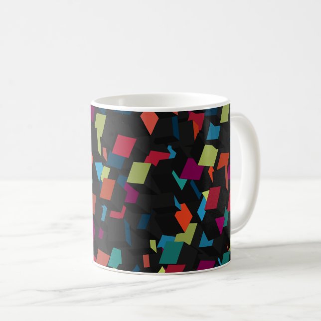 Trendy Abstract Geometric Cube Pattern Coffee Mug (Front Right)
