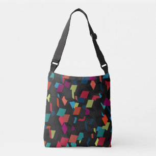 Trendy Abstract Geometric Cube Pattern Crossbody Bag