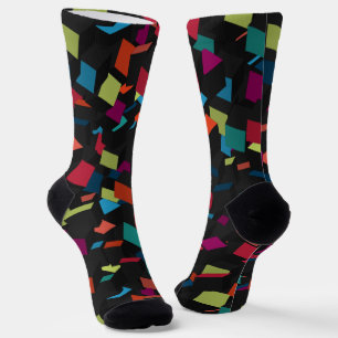 Trendy Abstract Geometric Cube Pattern Socks