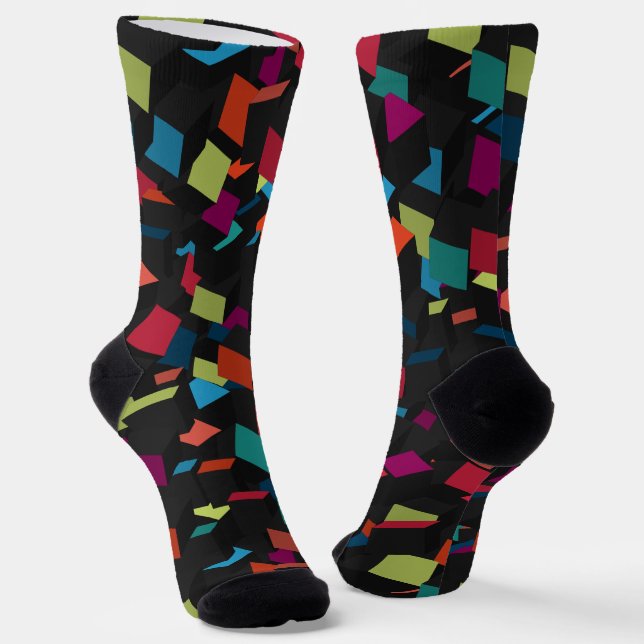 Trendy Abstract Geometric Cube Pattern Socks (Angled)