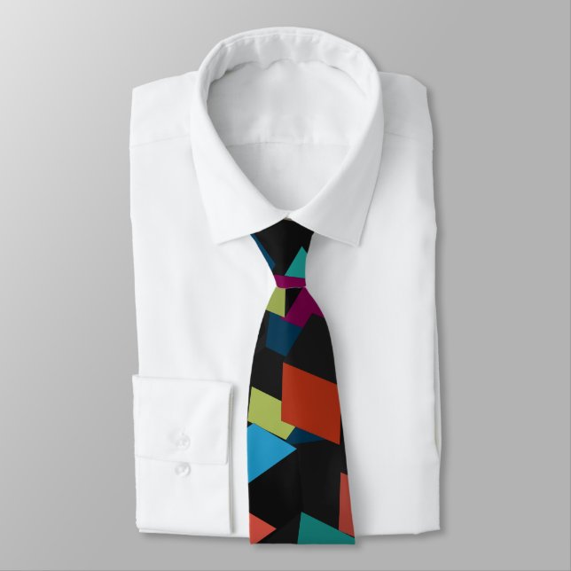 Trendy Abstract Geometric Cube Pattern Tie (Tied)