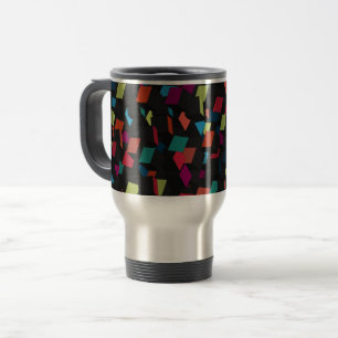 Trendy Abstract Geometric Cube Pattern Travel Mug