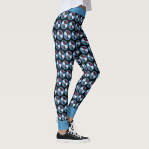 TRENDY ABSTRACT GEOMETRIC FLOWER CIRLE PATTERN LEGGINGS