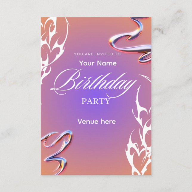 Trendy Abstract Gradient Birthday Invitation (Front)
