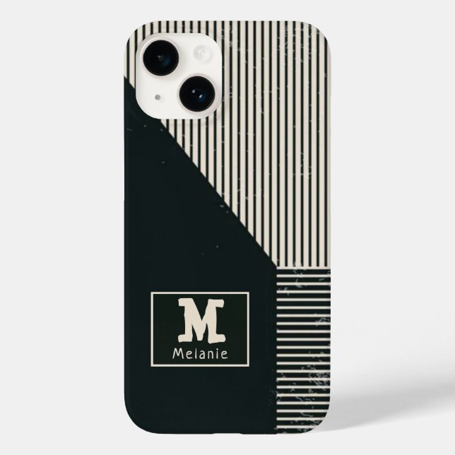 Trendy abstract minimalist artistic lines Monogram Case-Mate iPhone Case (Back)