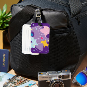 Trendy abstract pattern in purple and blue colours luggage tag