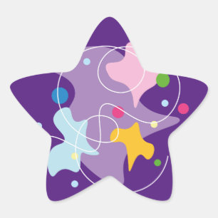 Trendy abstract pattern in purple and blue colours star sticker