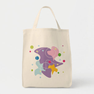 Trendy abstract pattern in purple and blue colours tote bag