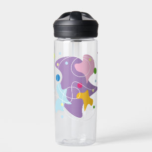 Trendy abstract pattern in purple and blue colours water bottle