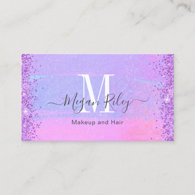 Trendy Abstract Purple Pink Ombre Watercolor Wash  Business Card (Front)