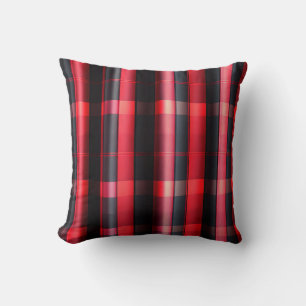 Trendy Abstract Red Black Plaid Collection Cushion