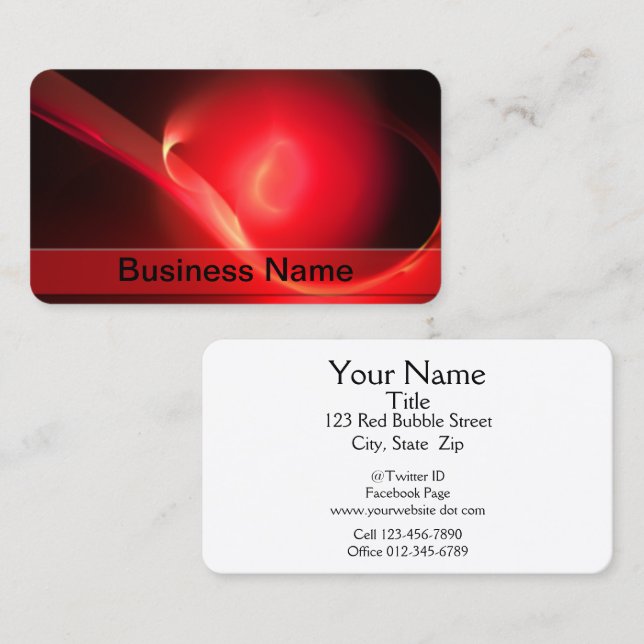 Trendy Abstract Red Bubble Swoosh Professional Business Card (Front/Back)