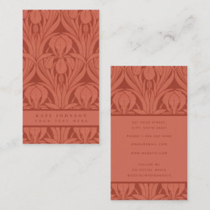 Trendy Abstract Retro Vintage Floral Terracotta Business Card