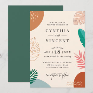 Trendy Abstract Tropical Shapes Summer Wedding Invitation