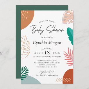 Trendy Abstract Tropical Summer Baby Shower Invitation